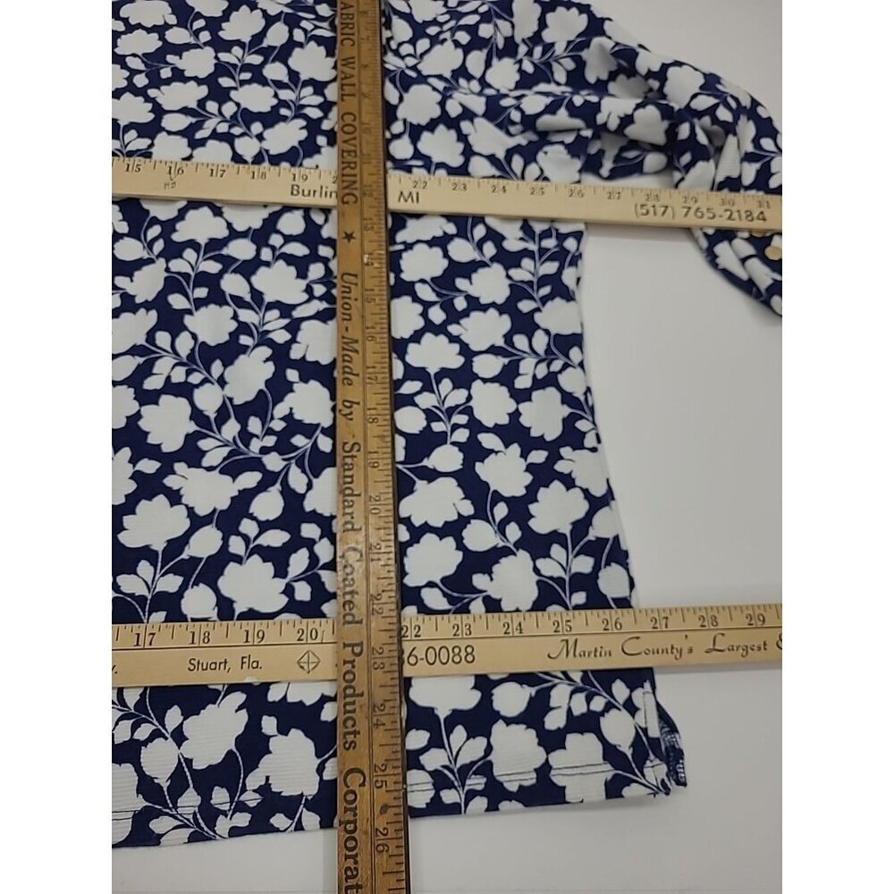 Talbots Plus Top Women's Size 3X Floral Blue and White - Picture 3 of 6